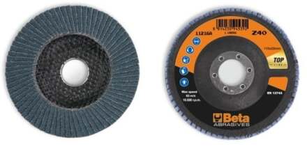 Beta 11216A 40 Lamellen slijpschijf met zirkonium schuurmateriaal | glasfiber steunschijf | enkele lamel constructie | 10 stuks - 112160004 112160004