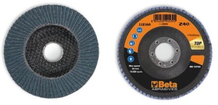 Beta 11216A 80 Lamellen slijpschijf met zirkonium schuurmateriaal | glasfiber steunschijf | enkele lamel constructie | 10 stuks - 112160008 112160008