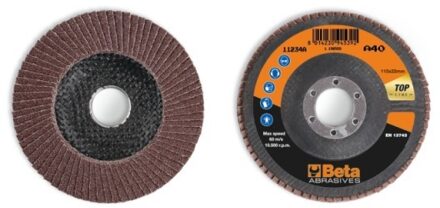 Beta 11234A 40 Lamellen slijpschijf met korund schuurmateriaal | glasfiber steunschijf | enkele lamel constructie | 10 stuks - 112340004 112340004