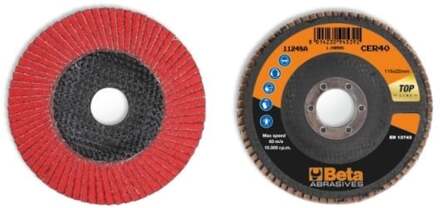 Beta 11248A 60 Lamellen slijpschijf met keramische gelaagd schuurmateriaal | glasfiber steunschijf | enkele lamel constructie | 10 stuks - 112480006