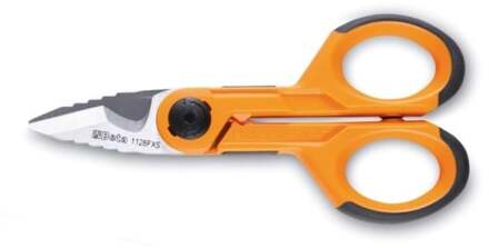 Beta 1128FXS Electricien schaar met trapsgewijze ruimer | rechte roestvaststalen bladen | met microvertanding | draadstrip uitsparing en