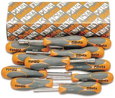 Beta 12-delige set dopschroevendraaiers met twee-componenten handgreep, lange uitvoering (art. 943BX) 943BX/S12 - 009430030