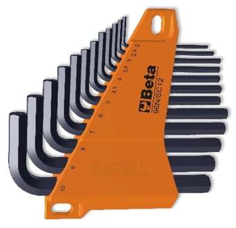 Beta 12-delige set haakse inbussleutels gebruneerd (art. 96N) met support 96N/SC12 - 000960661