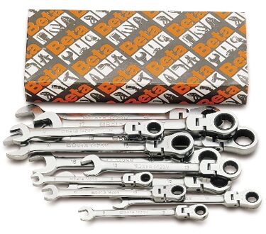 Beta 12-delige set omschakelbare ratelringsteeksleutel met kniegewricht (art. 142SN) 142SN/S13 - 001420263