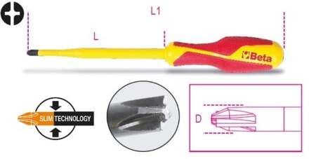 Beta 1275MQ/C Schroevendraaiers voor gecombineerde PH kruis en sleufschroeven - 012750418 012750418