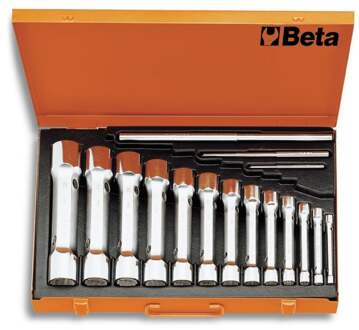 Beta 13-delige set pijpsleutels, twaalfkant en zware uitvoering (art. 930) in kistje 930/C13 - 009300098