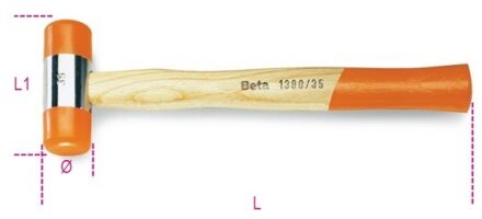 Beta 1390 45 Kunststof hamers met verwisselbare koppen houten steel - 013900045 013900045
