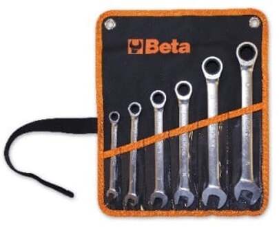 Beta 141/B9 Set van 9 ratel-steeksleutels | plate uitvoering (item 141) | in foudraal - 001410069 001410069