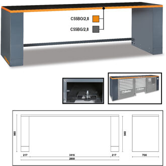 Beta 2.8-m-lange werkbank, voor werkplaatsombinaties C55BO/2,8 - 055000261