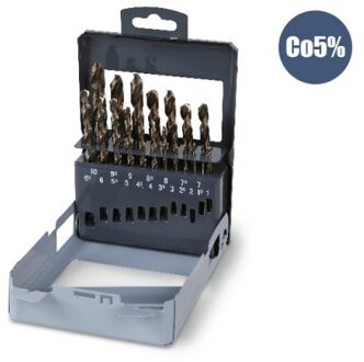 Beta 415CO/SP19 19-delig spiraalborenset met ronde schacht | HSS-CO 5% | volledig geslepen en glimmende afwerking - 004150421 004150421