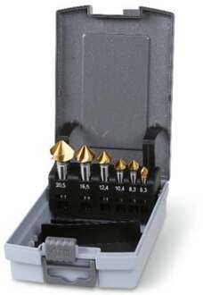 Beta 426T/SP6 Set conische verzinkfrezen met drie snijkanten | in ABS koffer - 004260080 004260080