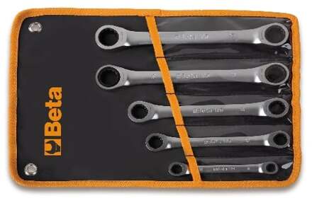 Beta 5-delige set ringratelsleutel twaalfkant ring (art. 195) in etui 195/B5 - 001950066