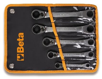 Beta 5-delige set ringratelsleutels twaalfklant met 15° gebogen uiteinden (art. 195P) in etui 195P/B5 - 001950266