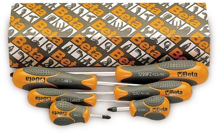 Beta 6-delige set schroevendraaiers voor Pozidriv®-Supadriv® kruiskopschroeven (art. 1299PZ) 1299PZ/S6 - 012990306