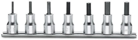 Beta 7-delige set schroevendraaierdoppen voor inbusschroeven (art. 910PE) met support 910PE/SB7 - 009100503