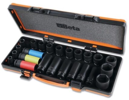 Beta 720/C24 24-delig set slagdoppen | 1/2" aandrijf aansluiting | gefosfateerd | in metalen kist - 007200904 007200904