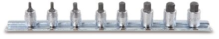 Beta 8-delig set schroevendraaierdoppen voor binnenzeskant schroeven, 1/4" aansluiting, verchroomd 900ME/SB8 - 009000518