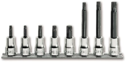 Beta 8-delige set dopsleutels voor 5-sterrige kopschroeven (art. 910PT) met support 910PT/SB8 - 009100558