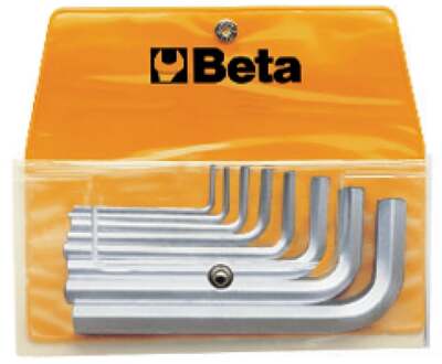 Beta 8-delige set haakse inbussleutels, verchroomd (art. 96) in etui 96/B8 - 000960386
