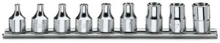 Beta 9-delige set dopsleutels voor Torx® schroeven (art. 910FTX) op support 910FTX/SB9 - 009100430