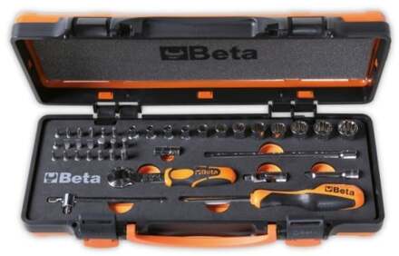 Beta 900U/C12M Doppendoos met 12 gearlock dopsleutels | 20 bits en 7 toebehoren | in zachte foam inleg | in metalen kist - 009001792 009001792