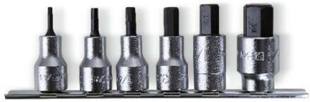 Beta 920PE-AS/SB6 Set van schroevendraaierdoppen voor binnenzeskant schroeven | 1/2" aansluiting | verchroomd - 009200469 009200469