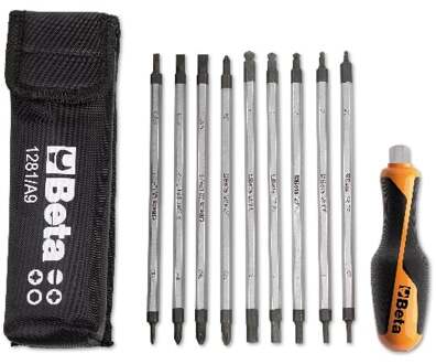 Beta Assortment of 9 reversible screwdrivers and 1 accessory in case 1281BG/A9 - 012810520