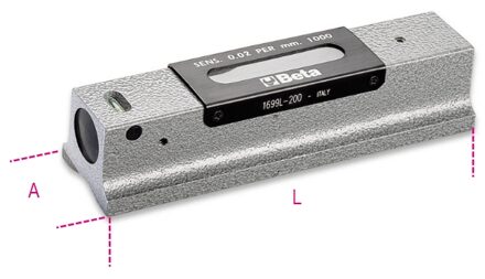 Beta Aswaterpas vervaardigd uit gietijzer met een geslepen prismatische zool 2 onbreekbare libellen nauwkeurigheid tot 0.02 mm/m 1699L/1 - 016990005