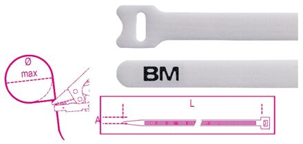 Beta Bmbv2319-Klittenband Kabelbinders, Wit - BMBV2319