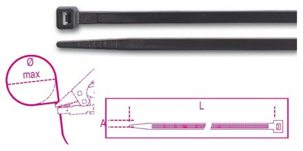 Beta Bmn1090-Nylon Bindstrips, Zwart Uv Best. - BMN1090