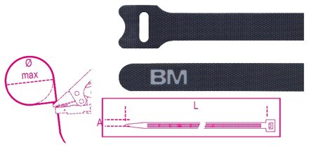 Beta Bmnv2312-Klittenband Kabelbinders, Zwart - BMNV2312