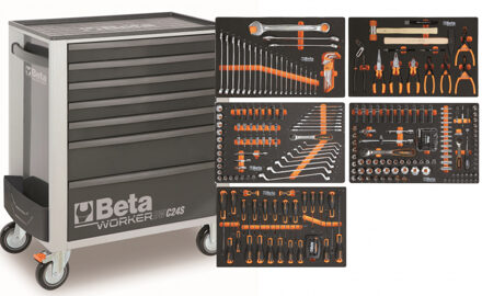 Beta BW 2400S G7/E-M Gereedschapswagen met 7 laden, gevuld met gereedschap | 309 Delig - 024006325
