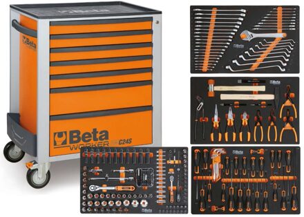 Beta BW 2400S O7/E-S Gereedschapswagen met 7 laden, gevuld met gereedschap | 240 Delig - 024006321