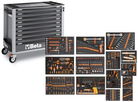 Beta BW 2400S XLG9/E-XL Gereedschapswagen met 9 laden, gevuld met gereedschap | 487 Delig - 024006362