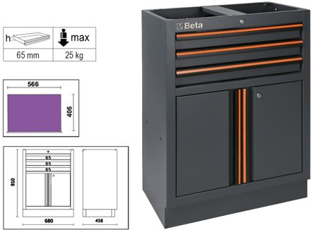 Beta C45Pro M3A-Vaste Module 3 Laden 2 Deuren - 045000231