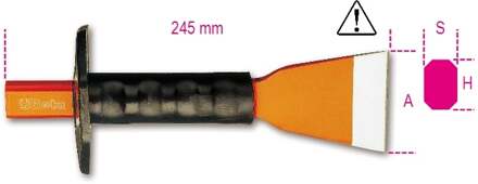 Beta Extra brede voegbeitels met handbescherming 1702N/PM 70 - 017020107