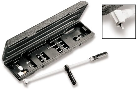 Beta Haakse schroevendraaier (90°) lange uitvoering, met bits in kunststof koffer. 1439K7 - 014390101
