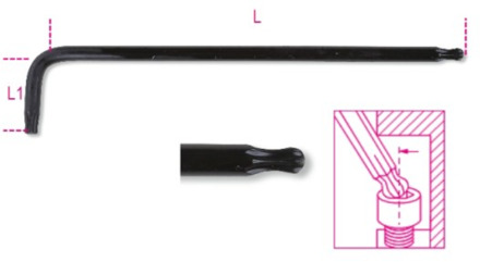 Beta Haakse stiftsleutels met kogelkop, lang model, voor Torx® schroeven 97BTXL 09 - 000970309