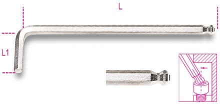 Beta Haakse stiftsleutels met kogelkop verchroomd 96BPC 10 - 000960348