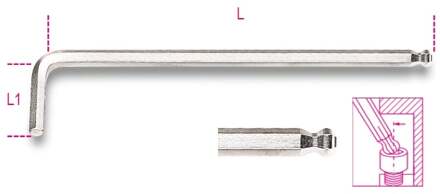 Beta Haakse zeskant stiftsleutel met kogelkop, extra-lang model 96LBP 1,5 - 000961340