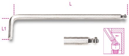 Beta Haakse zeskant stiftsleutel met kogelkop, extra-lang model 96LBP 4 - 000961344