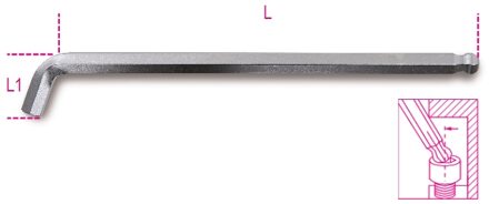 Beta Haakse zeskant stiftsleutels met kogelkop, 110°, extra-korte uitvoering aan een zijde 96BPA 1,5 - 000961960