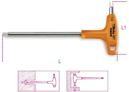 Beta Haakse zeskant stiftsleutels, met kunststof krachthandgreep, vervaardigd uit roestvast staal 96TINOX-AS 7/64 - 000961862