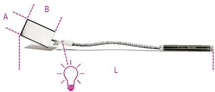Beta Inspectiespiegel, flexibel met licht kunststof handgreep, verchroomd 1715FL/B - 017150115