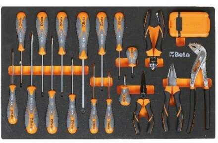Beta M166 Zachte foam inlegbak met Beta Max schroevendraaiers | tangen en 1/4" bits - 024500879 024500879