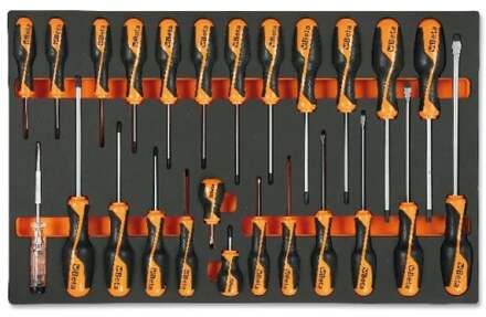 Beta M195 Zachte inlegbak met Beta Grip schroevendraaiers voor Phillips® kruiskopschroeven en schroeven met Torx® profiel - 024500195 024500195
