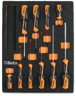 Beta M209 Zachte inlegbak met Beta Grip schroevendraaiers voor sleuf en Phillips® kruiskop schroeven - 024500209 - 024500209