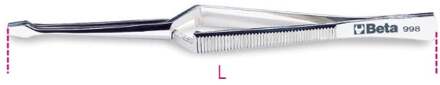 Beta Pincet met zelfklemmende rechte gegroefde spatel bekken vervaardigd uit roestvast staal gepolijste uitvoering 998 150 - 009980001
