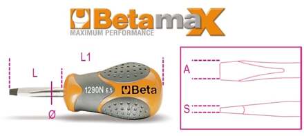 Beta Schroevendraaier voor sleufschroeven, korte uitvoering 1290N 4X30 - 012900103