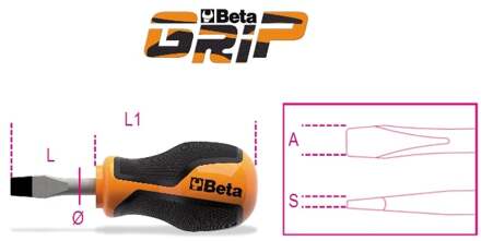 Beta Schroevendraaiers voor sleufschroeven korte uitvoering 1260N 4X30 - 012600103